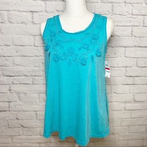 NWT Womens Style & Co floral & braid detail tank